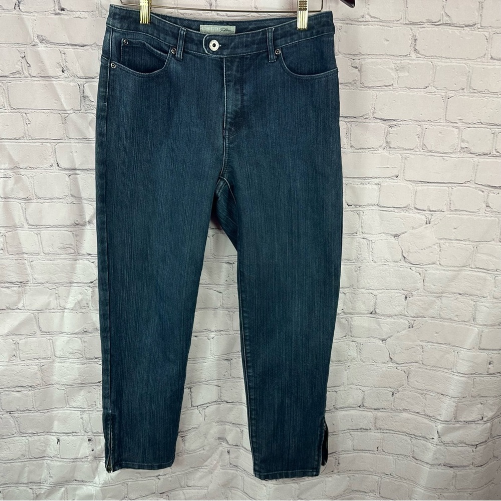 Chico's platinum denim Ankle Jeans Classic Fit zipped ankles sz 0.5 (small 6)